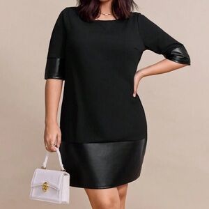SHEIN Black Dress with Leather Details